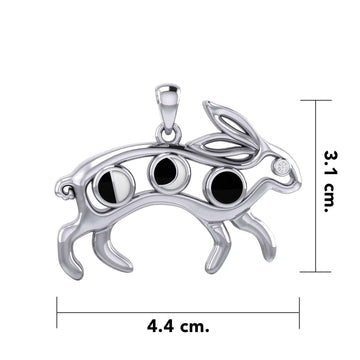 Rabbit or Hare Silver Pendant with Moon Phase TPD6033 - Jewelry